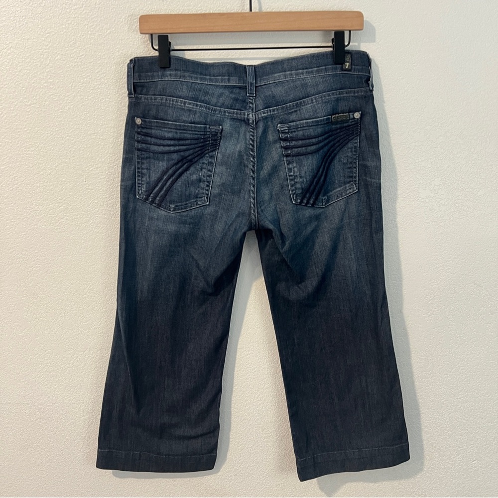 7 For All Mankind Dojo Lightweight Stretch Dark Wash Denim Crop Capri Jean 28